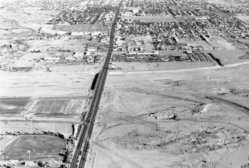 Aerial of Rural Road Looking North with Salt River Riverbed