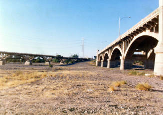 Ash Avenue Bridge and Mill Avenue Bridge over the dry Salt River