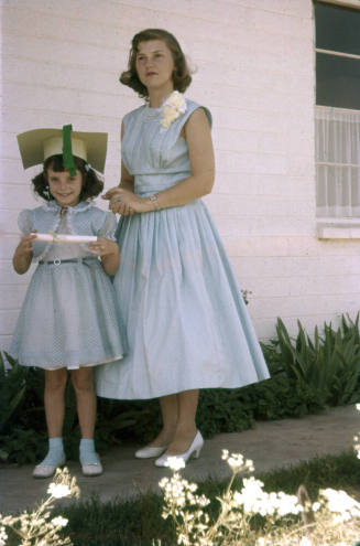 Dorothy and Ruth Phillips in Graduation Dresses