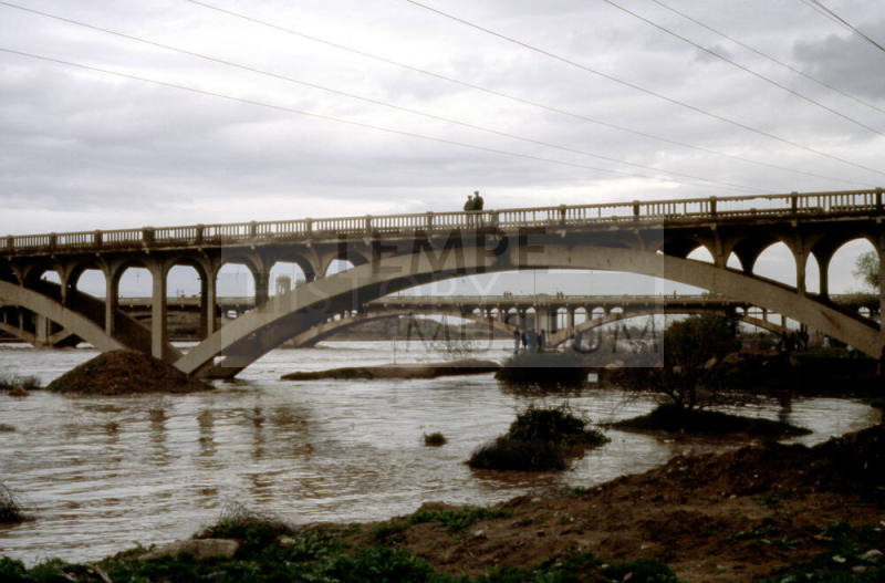 Salt River Flood With Ash and Mill Avenue Bridges1978