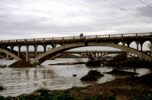 Salt River Flood With Ash and Mill Avenue Bridges1978