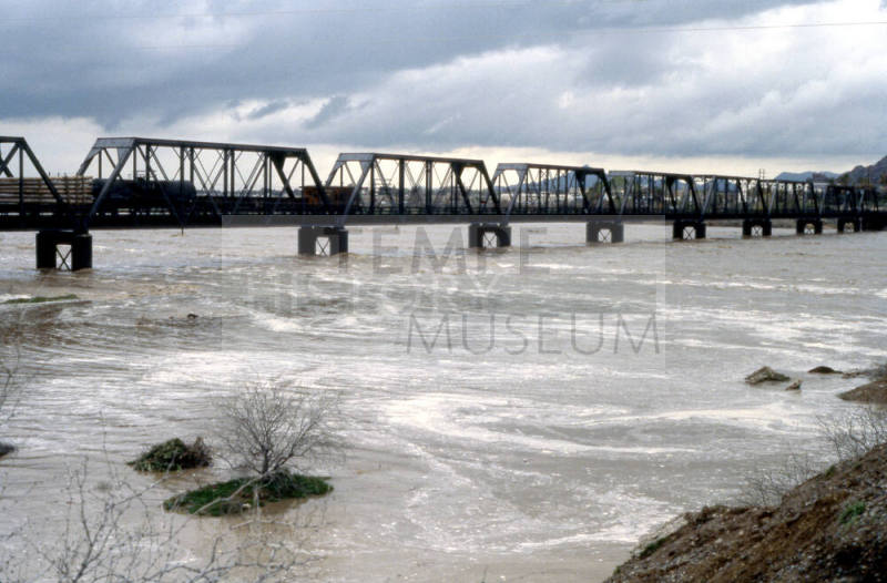 Salt River Flood With Railroad Bridge1978