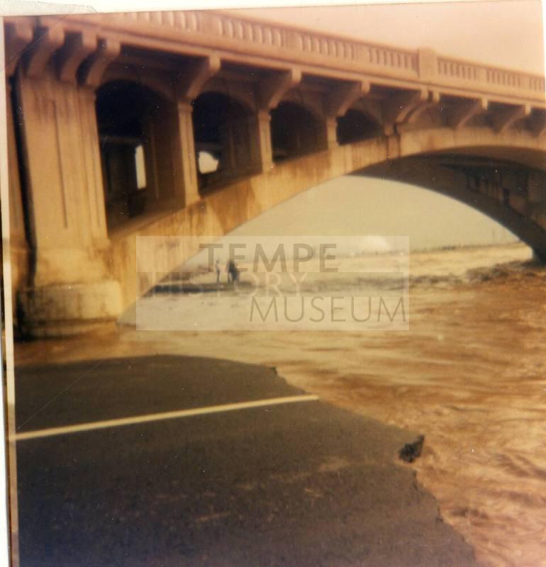 Salt River Flood with Broken Road by Mill Avenue Bridge