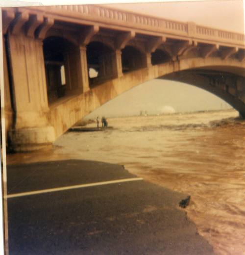 Salt River Flood with Broken Road by Mill Avenue Bridge