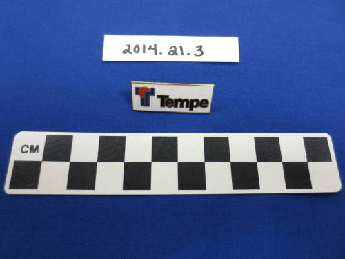 Lapel pin with City of Tempe logo and "Tempe" written beside it.