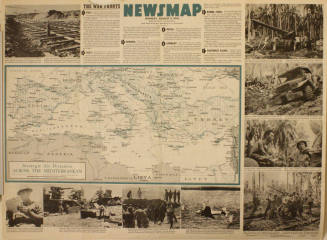 WWII Poster- Newsmap, Monday, August 9, 1943 / Beyond Sunny Italy on reverse side