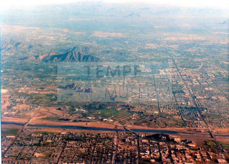 Aerial View of Salt River and Camelback Mountain, 1992