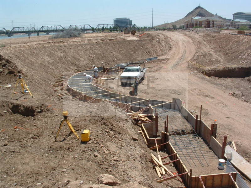 Tempe Center for the Arts construction photograph- Workers Laying Rebar