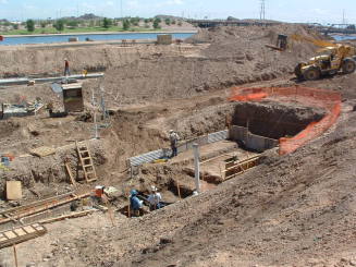 Tempe Center for the Arts construction photograph- Crew working on Foundation