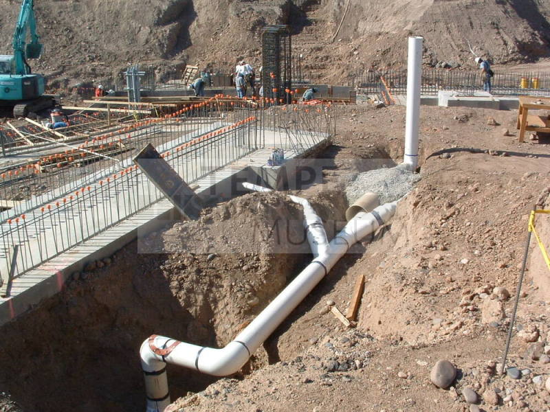 Tempe Center for the Arts construction photograph- Large Pipe in Foundation