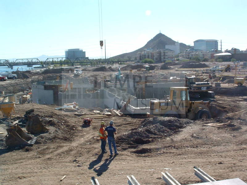 Tempe Center for the Arts construction photograph-Workers Surveying Site