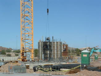 Tempe Center for the Arts construction photograph-Crain Lowering Wall