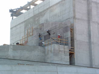 Tempe Center for the Arts construction photograph-Rebar Lattice on side of Building
