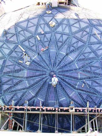 Tempe Center for the Arts construction photograph- Aerial View of Theater Dome
