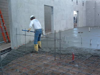 Tempe Center for the Arts construction photograph-Worker Laying Concrete