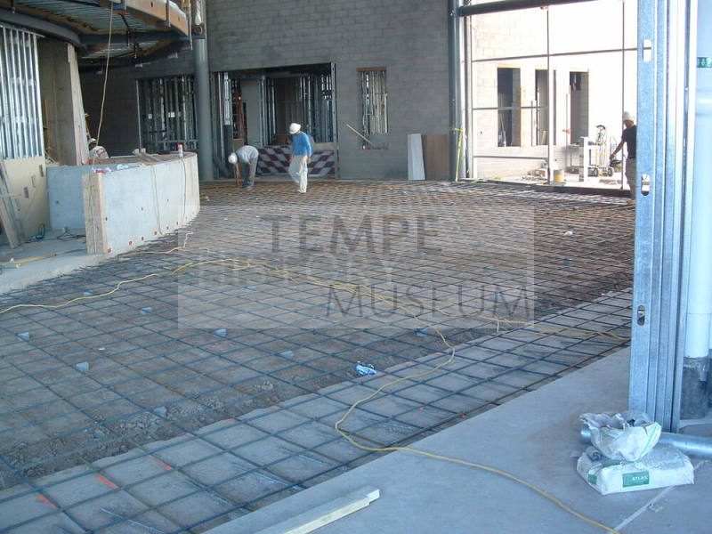 Tempe Center for the Arts construction photograph-Rebar for Flooring