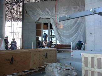 Tempe Center for the Arts construction photograph-Installing Glass in Door