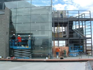 Tempe Center for the Arts construction photograph-Installing Windows