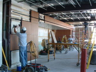 Tempe Center for the Arts construction photograph-Installing Paneling