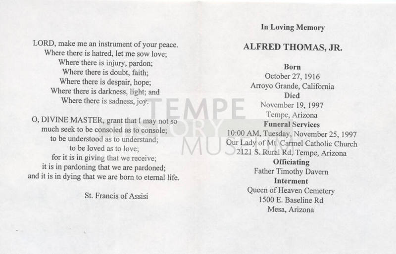 In Loving Memory, Alfred Thomas Jr.