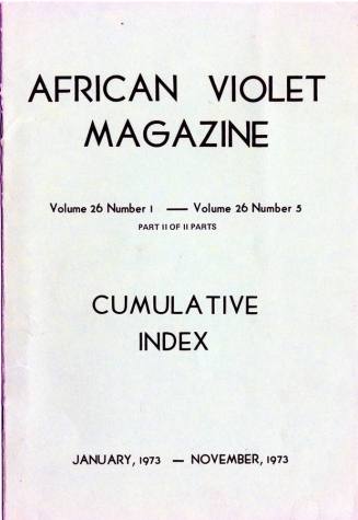 African Violet Society Cumulative Index 1973