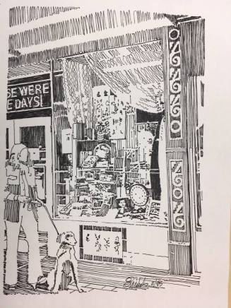 Drawing of Those Were the Days shop on Mill Ave.