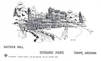 Mounted drawing of a playground for Kiwanis Park
