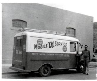 Mobil T.V. Service Van on East 5th Street, Tempe