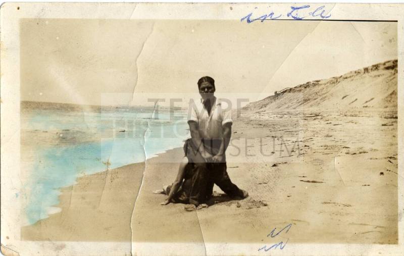 Manuel Rodriguez in Los Angeles on a beach with Josepha