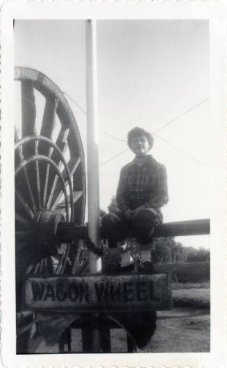 Genevieve Puerta at wagon wheel on Van Buren Street, Phoenix