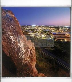 Petroglyphs and View of Downtown Tempe