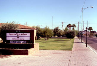 Entrance sign to America West Headquarter, 222 S. Mill Ave