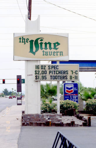 Vine Tavern Sign and Chevron Gas-Station, 801 E. Apache
