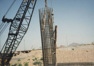 Setting D/S Rebar Cage at Pier #1 (W)