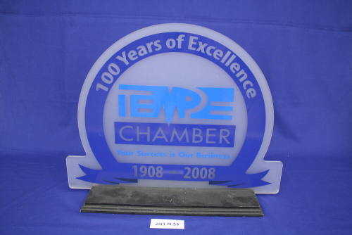 Tempe Chamber of Commerce 100 Years of Excellence Trophy dated 1908-2008