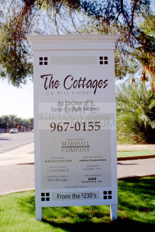 Sales sign for The Cottages on Mill Avenue