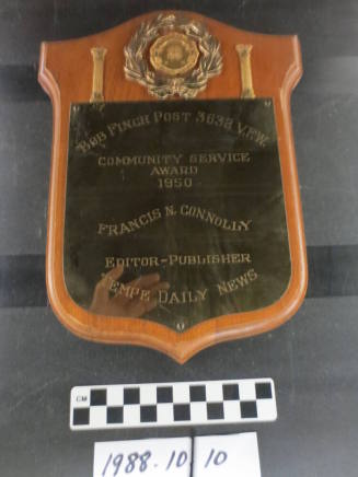 Plaque- Service Award to Francis Connolly From VFW Post 3632