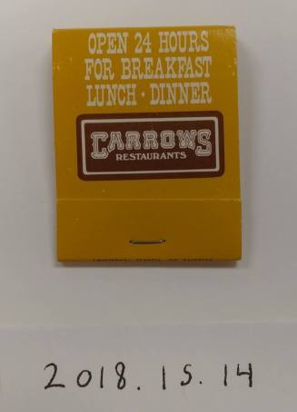 Carrows Restaurants Matchbook