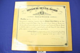Certificate of Missouri Dental Board