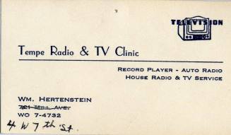 Cards and Ads for Tempe Radio and TV Clinic