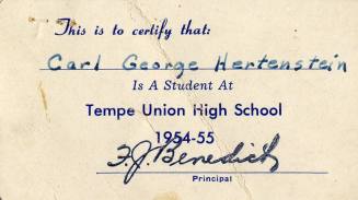 Carl Hertenstein's Tempe Union High School ID Card