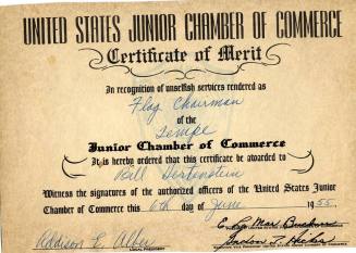 Bill Hertenstein's Junior Chamber of Commerce Certificate