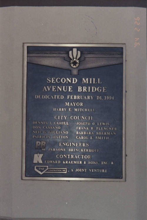 Brass Plaque at Southeast Corner of Bridge