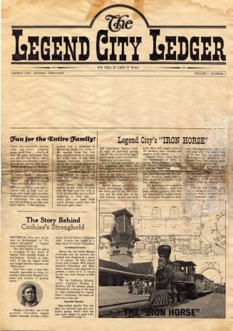 Mock historic newspaper for Legend City