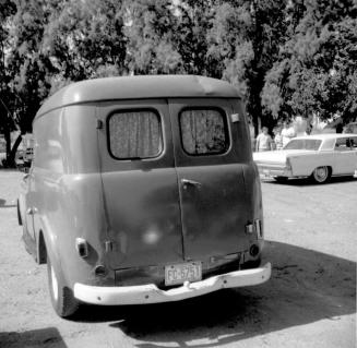 Love-in at Tempe Beach Park--Rear view of a van "FC-5751" Arizona plate