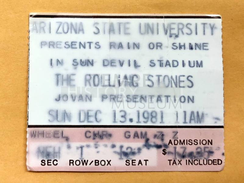 Ticket, Rolling Stones at Sun Devil Stadium, 1981