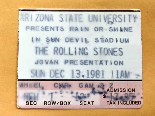 Ticket, Rolling Stones at Sun Devil Stadium, 1981