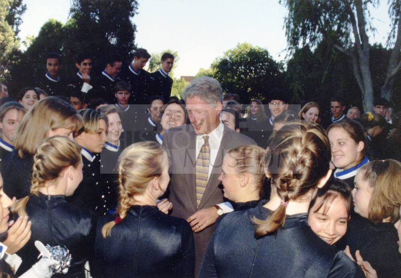 Tempe High School - Bill Clinton Surrounded by Band Students