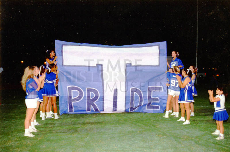 Tempe High School - Cheerleaders and "T Pride" Banner at Football Game