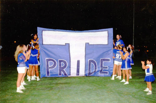 Tempe High School - Cheerleaders and "T Pride" Banner at Football Game